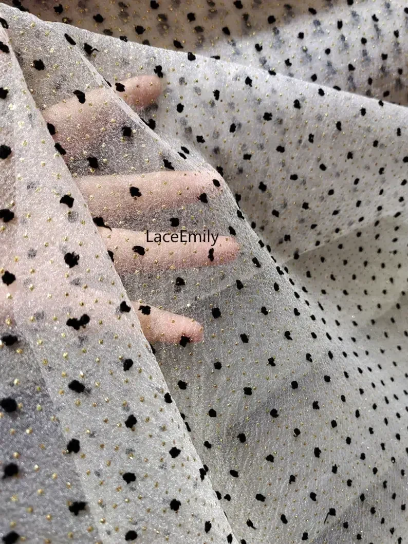 5 Colors gold Glitter red dot lace fabric gold dot Champagne tulle fabric  Wedding Dress Bridal Veil Tutu dress Baby Dress