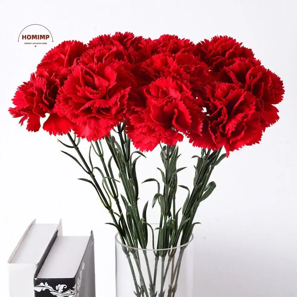 

Real Touch Artificial Red Carnations DIY Craft Handmade Simulation Carnation Flower Realistic 54cm Fake Plants Birthday
