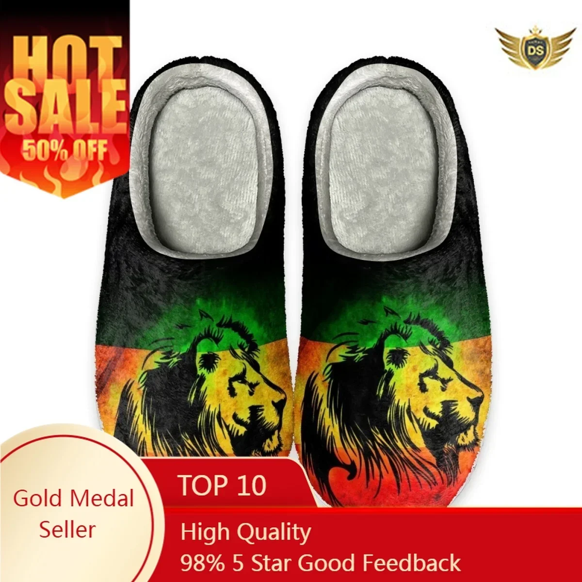 

Autumn Winter Women Cotton Slippers Reggae Lion Design Household Indoor Warm Slides Non-Slip Home Couple Cozy Footwear Zapatos