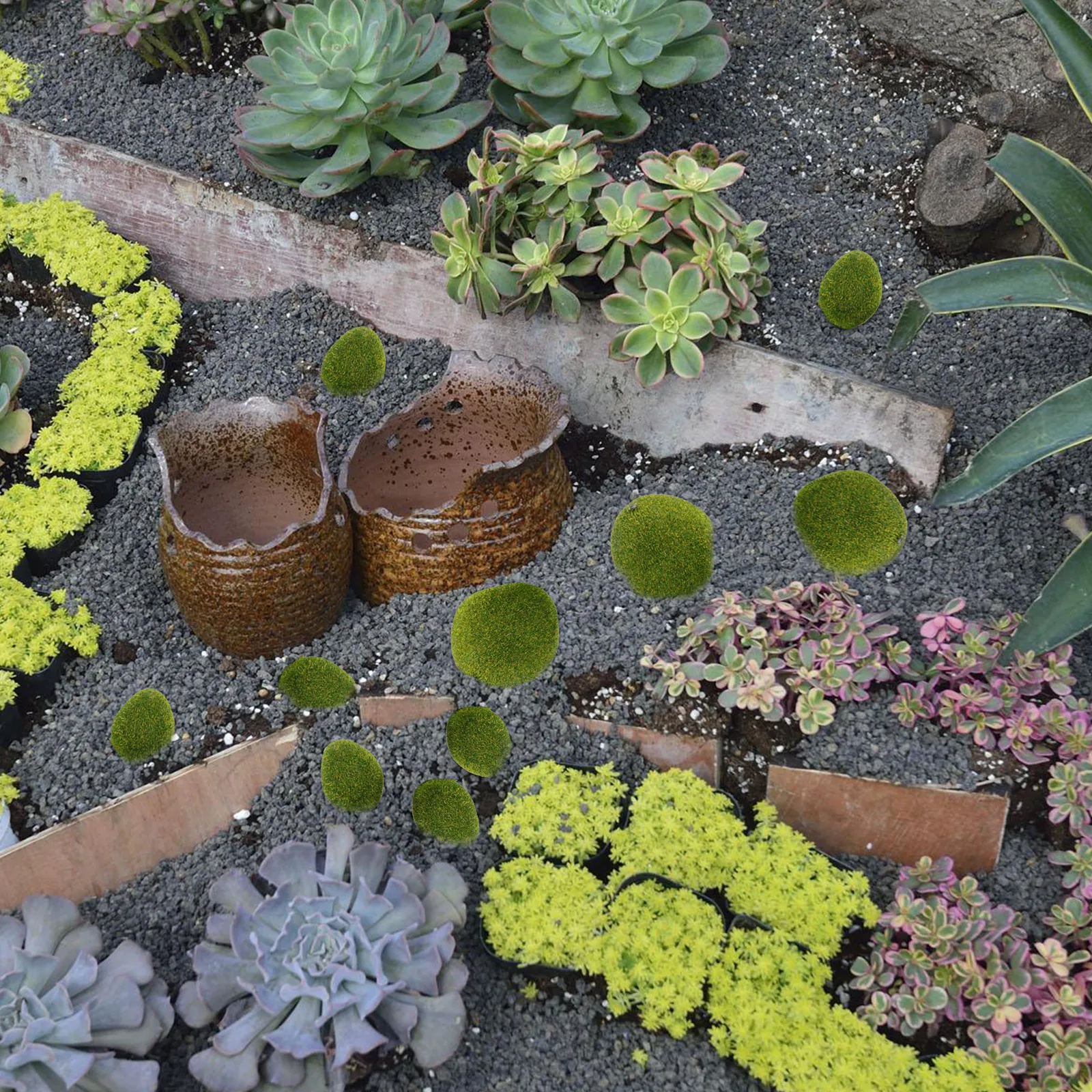 

38pcs Fake Stone Adornment Moss Stone Decor For Garden Succulent Bonsai Scene Landscaping Decoration Simulation Rock Set