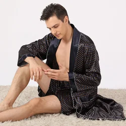 Plus Size 3Xl Kimono Men Home Clothes Satin Long Sleeve Robe Sets for Male Cardigan Bath Robe Bathrobe Gown Mens Robes Sleepwear