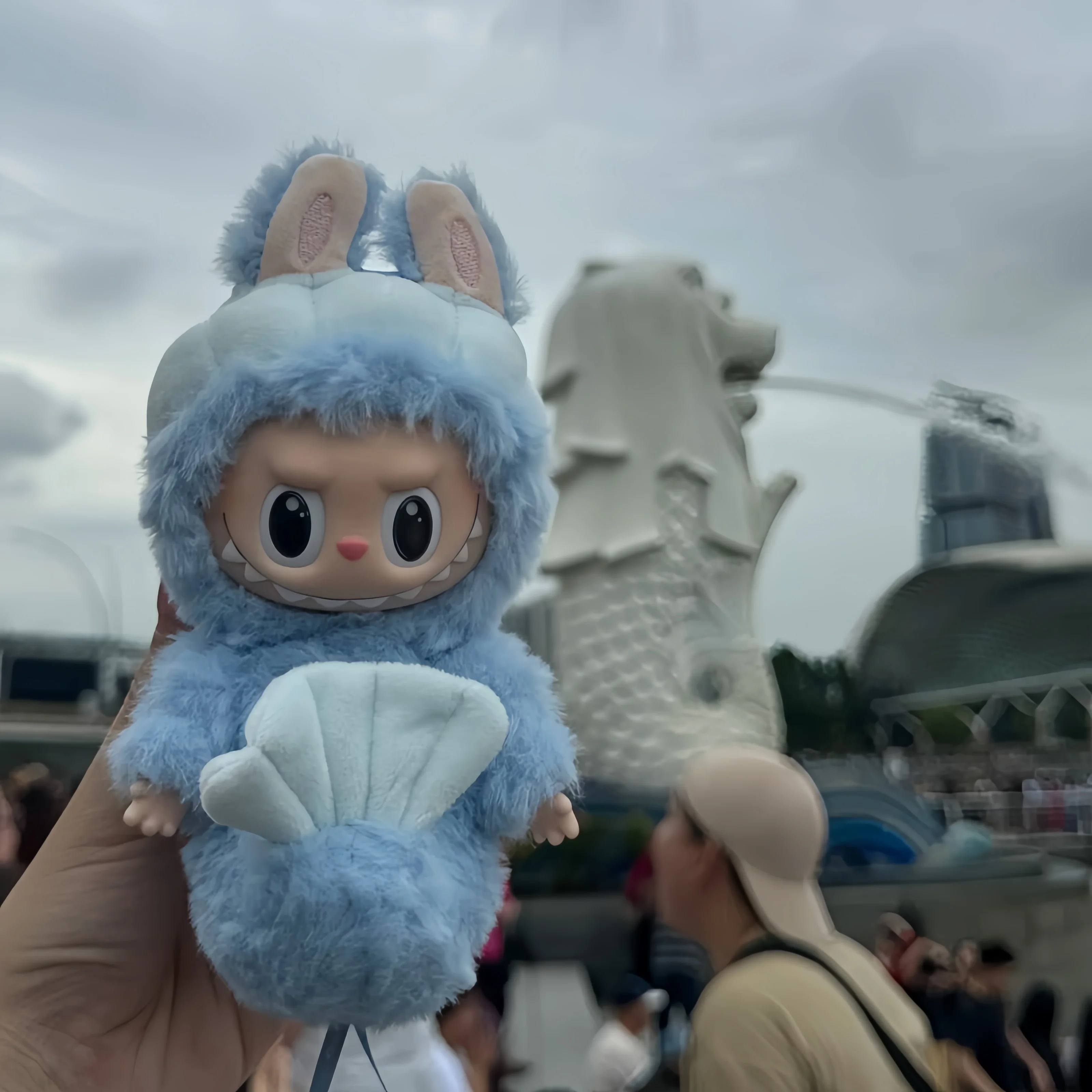 Cingapura limitada nova merlion labubu boneca de vinil pingente de pelúcia caixa de presente mão vinil rosto caixa cega boneca de pelúcia