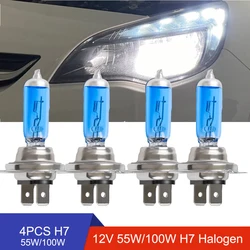 Luz H7 de 12V, 55W, faro blanco superbrillante, 100W, accesorios de coche, lámpara halógena, 4 piezas