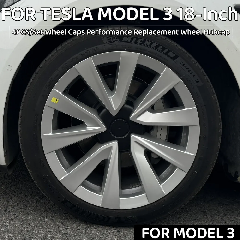 I8Inch For Tesla Model 3 2023 Hub Cap Performance Wheel Cover Replacement Wheel Cap Automobile Hubcap Full Rim Cover Accessories