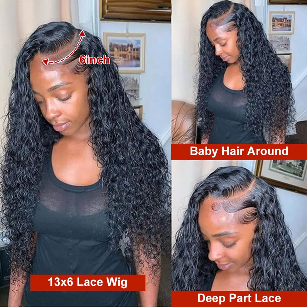 13x4 13x6 Hd Deep Wave Lace Frontal Wig 40 Inch Water Wave Lace Front wig 4x4 Closure Curly Human Hair Wigs For Women Human Hair