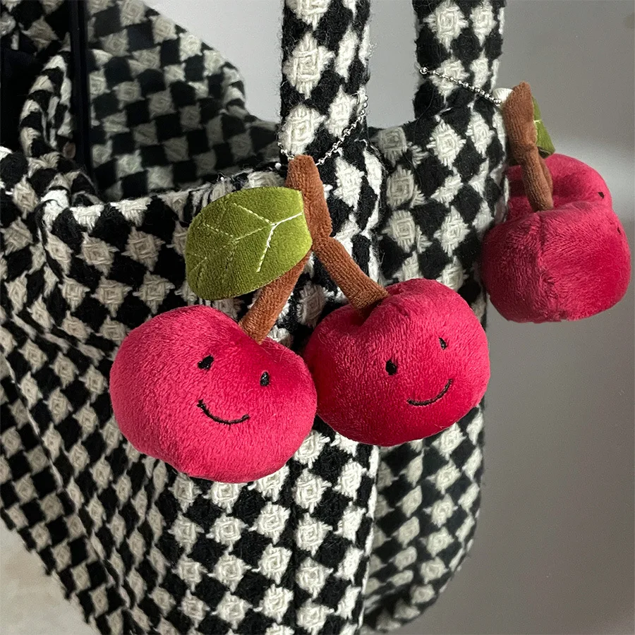 

Women's Bag Pendants Cute Cherry Doll Bag Plush Charm Multifunctional Keychain Simple Fashionable Versatile Bag Accessories Girl
