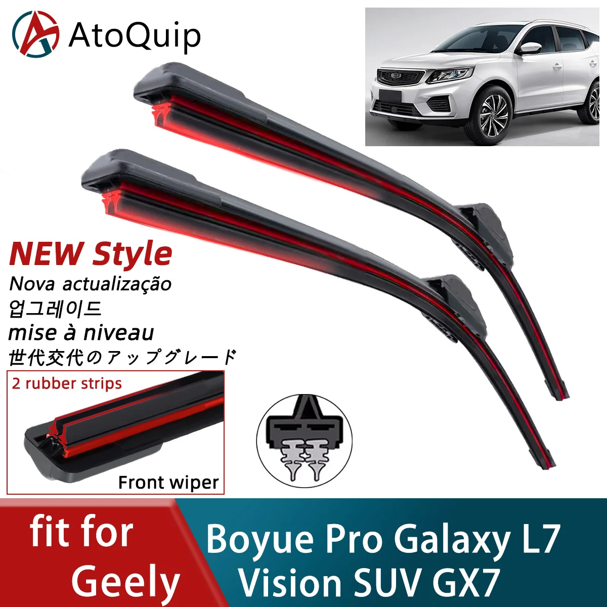 

Double Rubber Car for Geely Vision SUV GX7 Boyue Pro Galaxy L7 Front Blade Brushe Cutter Automobiles Accessorie Windscreen Wiper