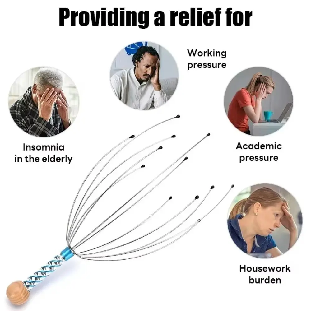 

Stainless Steel Wire Head Massager Muscle Tension Relief Octopus Shaped Scalp Massager Scratch Tool Gua Sha Massager