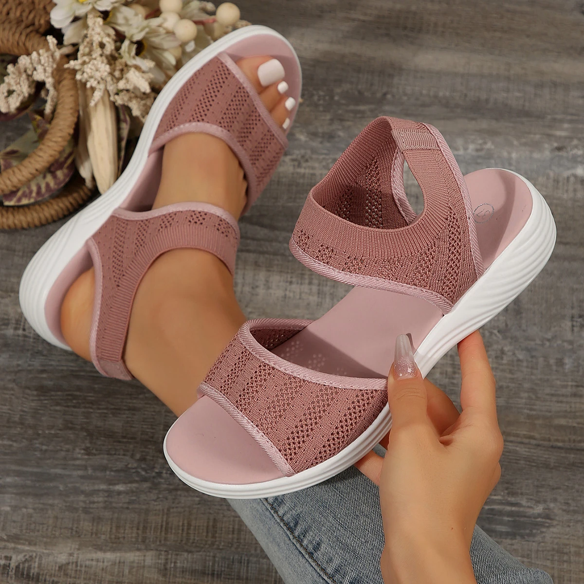 Women Sandals 2024 New Summer Fashion Comfortable Sandals Women Open Toe Ladies Beach Casual Wedges Sandals Shoes for Women