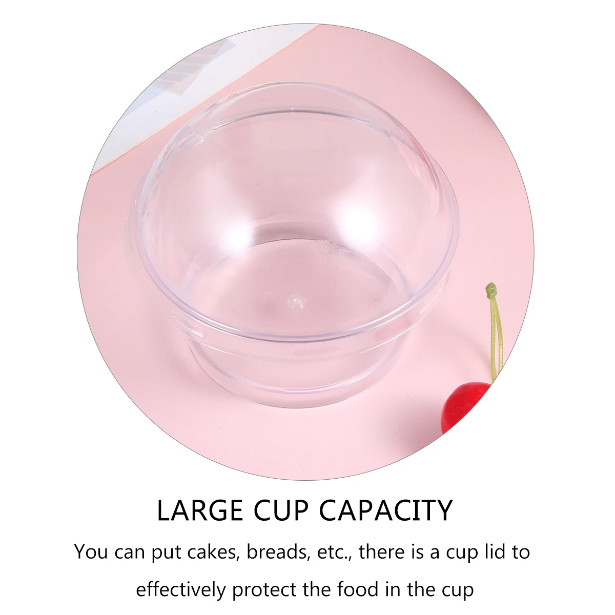 

20 pcs Cake Cup Transparent Disposable Pudding Cups Round Food Grade Eco Friendly Oil Proof Baking Containers Lids Storage