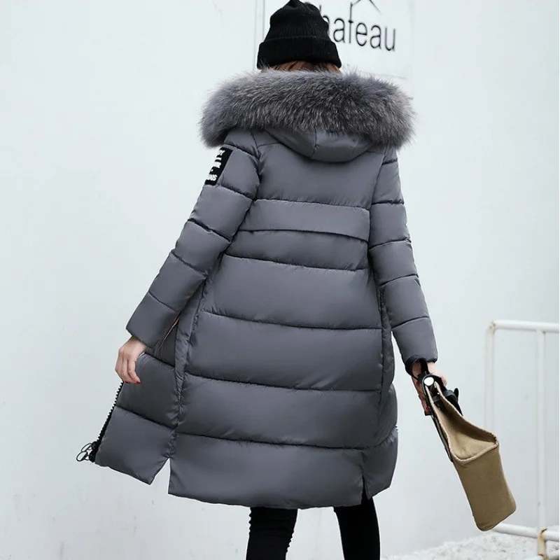 2023 New Women Down Cotton Coat Winter Student Jacket Mid Length Version Warm Parkas Thick Outwear Hooded Slimming Overcoat