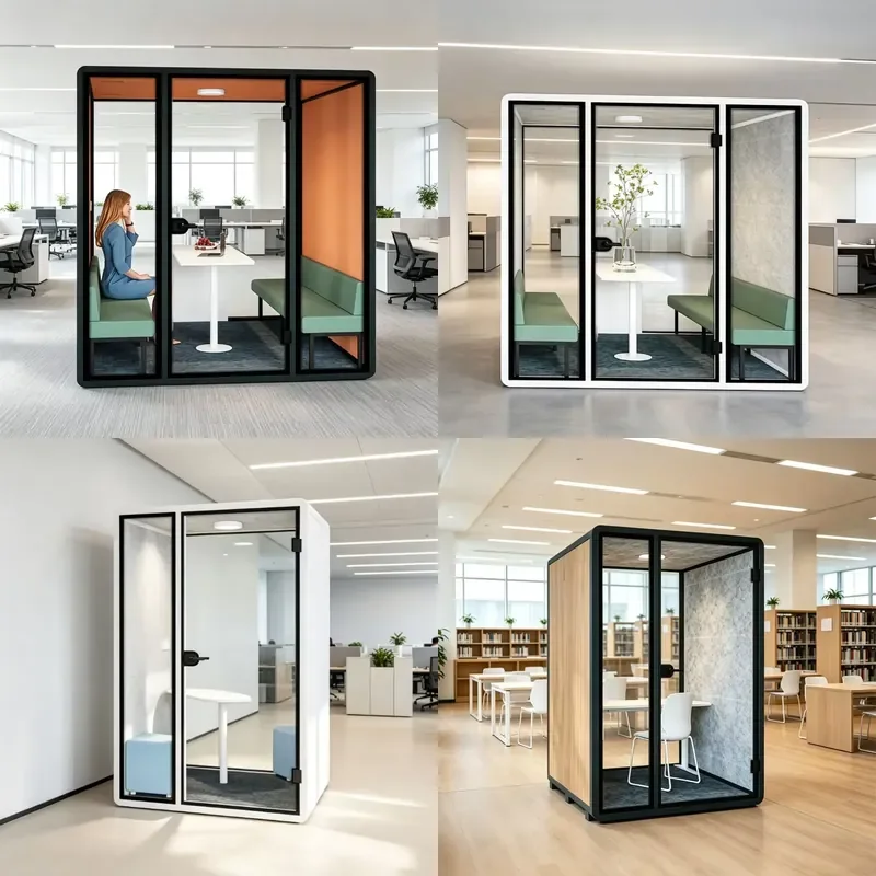 for High Quality Durable Aluminum Alloy Frame Soundproof Office Meeting Cabin Modular Design Work Cabin with Ventilation and
