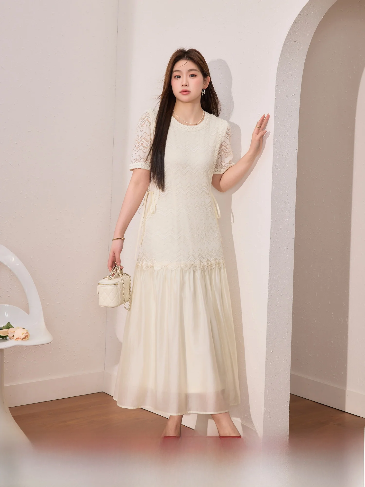 

Blue Language plus Size Women's Dr Cloud Dr Gentle Ele Lace Summer Loose Slimming Long Dr Commute Sle High Wai...