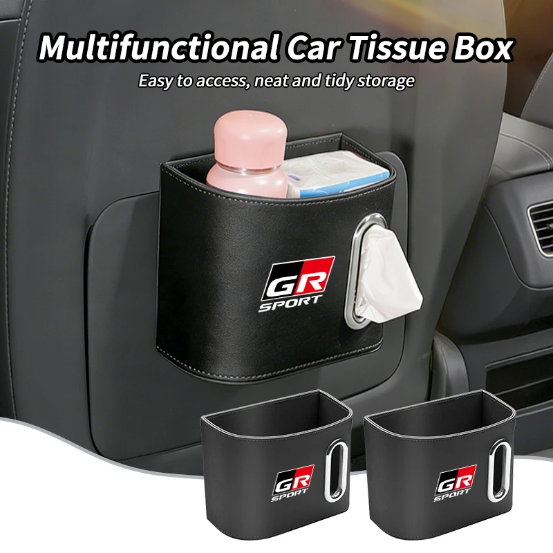 Car Seatback Tissue Box Paper Towel Holder Napkin Case Accessories For Toyota GR GAZOO RACING Prado Yaris Hilux Corolla Prius Av