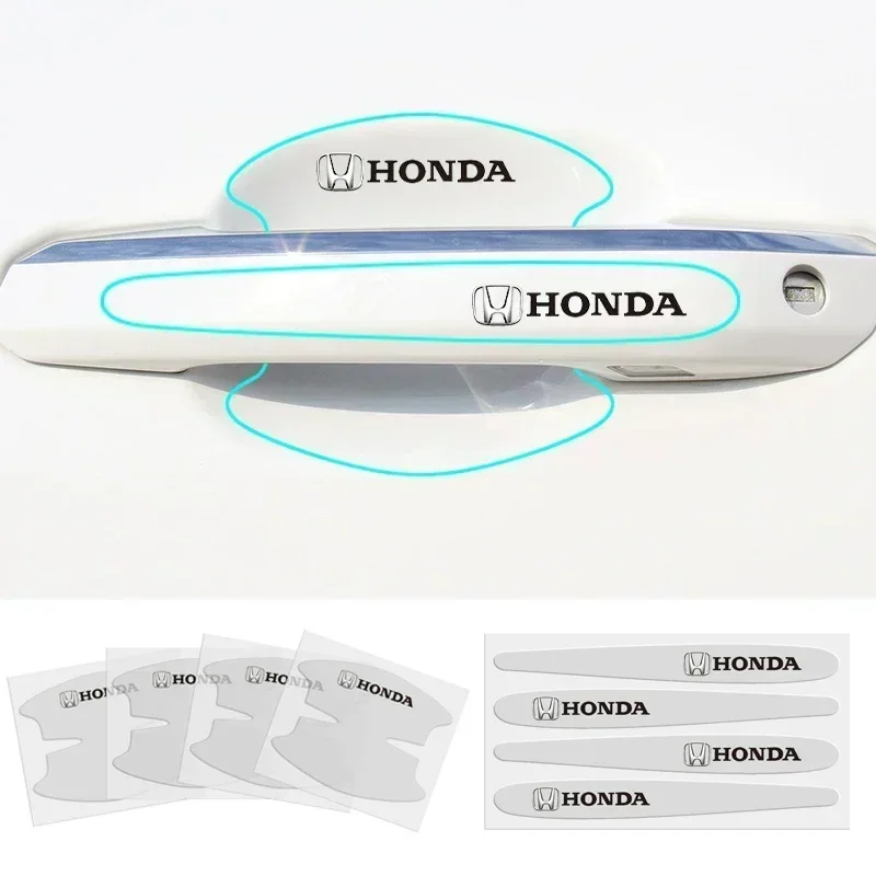 8pcs Car Door Bowl Handle Sticker Anti-scratch Decals for Honda Crosstour CRV Fit Civic City Stream Accord Odyssey HRV Spirior