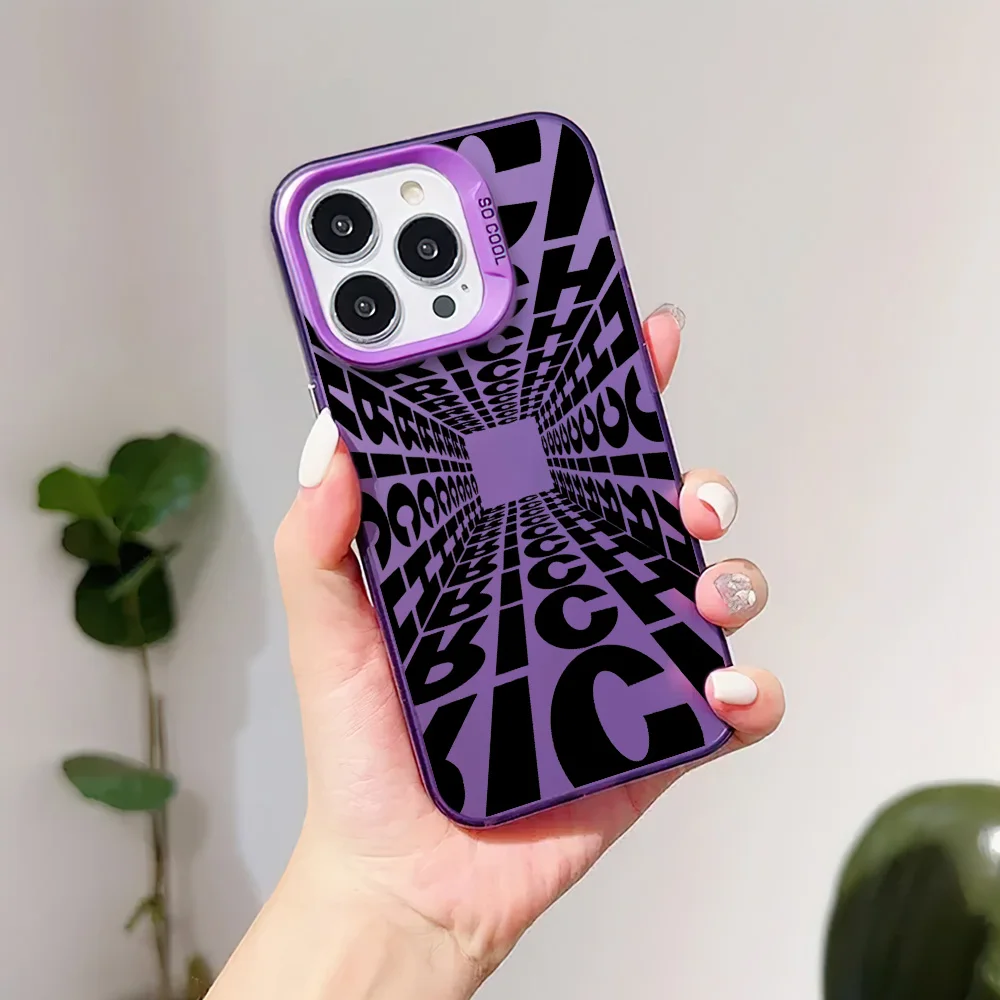 Creatieve Engels Rijke Telefoon Case Voor Iphone11 12 13 14 15 16 Pro Max Plus Fashion Laser Kleurrijke Zilver Imd Cover