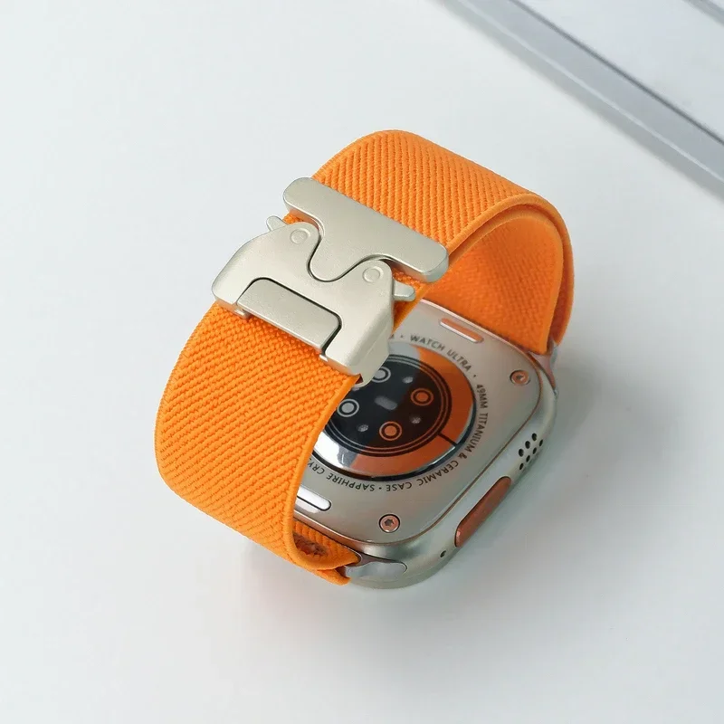 Armband mit Fallschirmriemen für Apple Watch Ultra 2, 49 mm, 45 mm, 46 mm, 44 mm, 42 mm, 40 mm, 41 mm, Armband für iWatch Series 10, 9, 8, 7, 6, 3, SE. – Detail 9