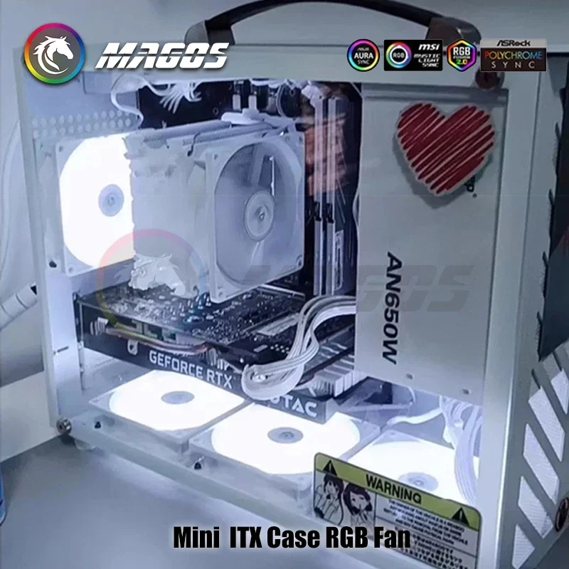 Mini ITX Case ARGB Fan 8cm/9cm Match Water/ Air Cooling Radiator Fan 8025/ 9025 Cooler Motherboard 5V SYNC+4Pin PWM