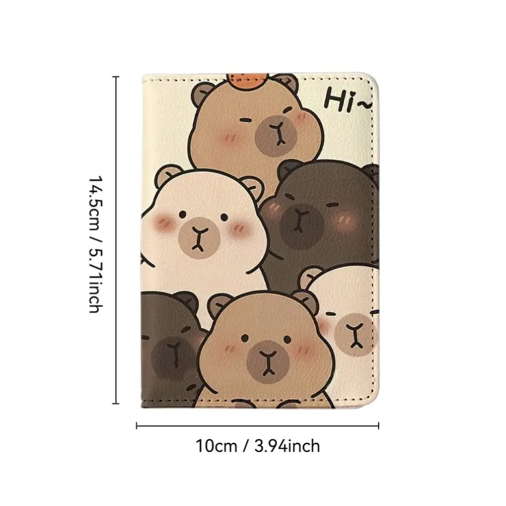 PU Leather Capybara Passport Holder Cartoon Ultra-thin Passport Bag Portable Multi-function Credit Card Wallet