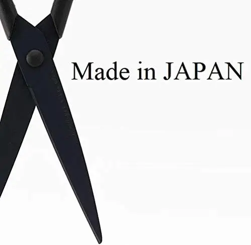 All Black Scissors with Japanese Stainless Steel Blade, Non-Stick Coating for Adhesive Tape, 6.89 Inch