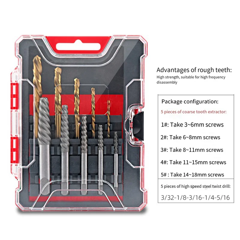 

High Quality-10 Pcs Broken Wire Extractor Tap Removal Broken Screw Sliding Wire Extractor Tool Set (Gold+Silver),10 Pcs Broken W