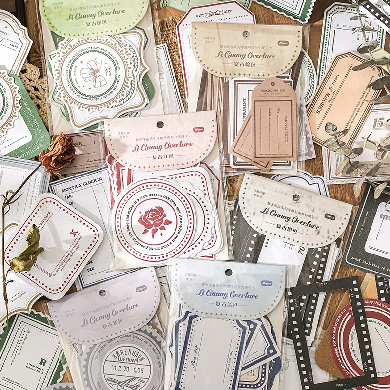 Journal GO 20pcs Vintage Memo Pads Paper DIY Scrapbooking School Stationery Art Collage Junk Journal Material Paper