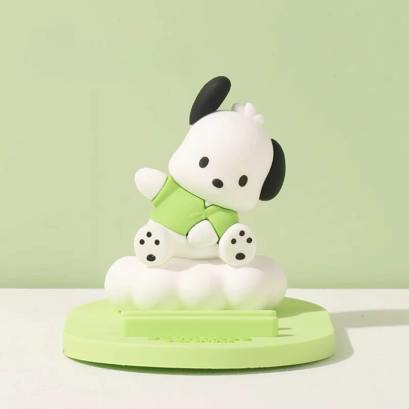 6.5cm Miniso Sanrio Pochacco Kuromi uchwyt na telefon komórkowy animacja Model figurki pcv śliczne figurki dla dzieci prezenty świąteczne zabawki