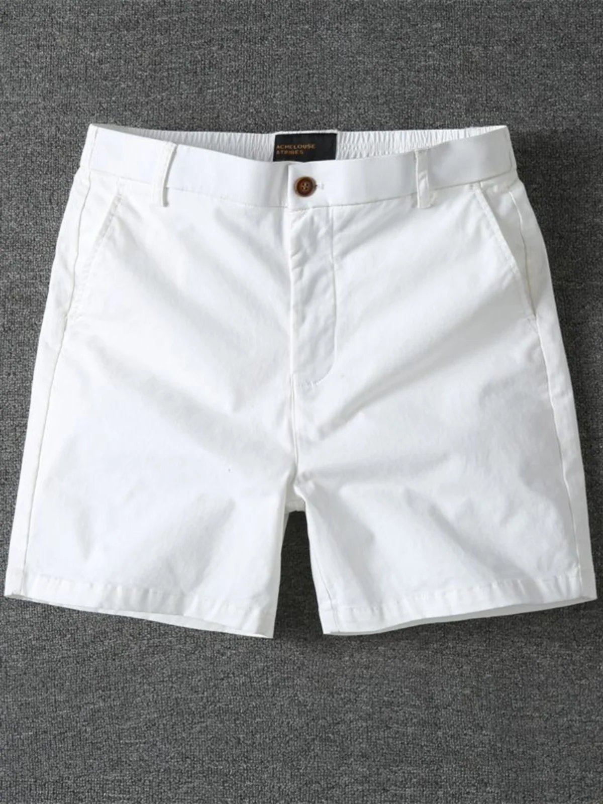 

Summer Casual Cotton Shorts Slim Fit Elastic Waist Pure Color Three Fourths Length Trendy Brand Youth Active Style Wear Resis...