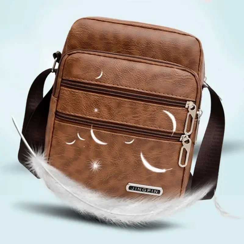 PU Leder männer Umhängetasche Retro Multi-Schicht Große-kapazität männer Umhängetasche Schulter Tasche Mann Handtasche reise Rucksack – Detail 3