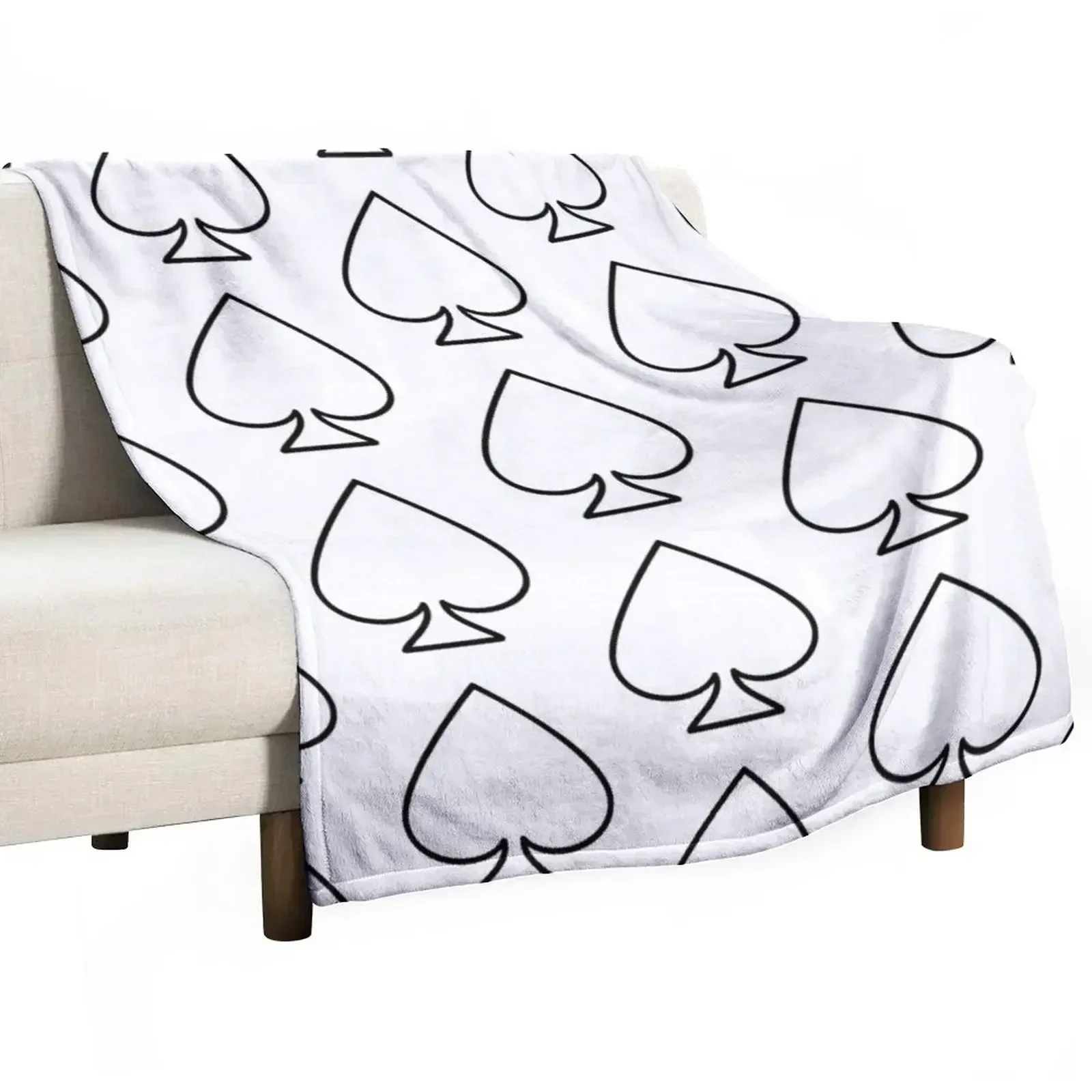 Ace of Spades White T-Shirt Throw Blanket Decorative Throw Flannel Fabric Stuffeds Blankets