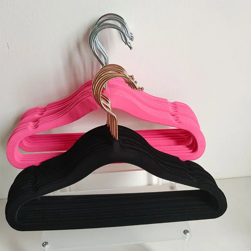 10Pcs Clothes Velvet Hanger Non-slip Flocked Trouser Skirt Hanger Wardrobe Space Saving Organizer Hangers for Children Kids 30cm