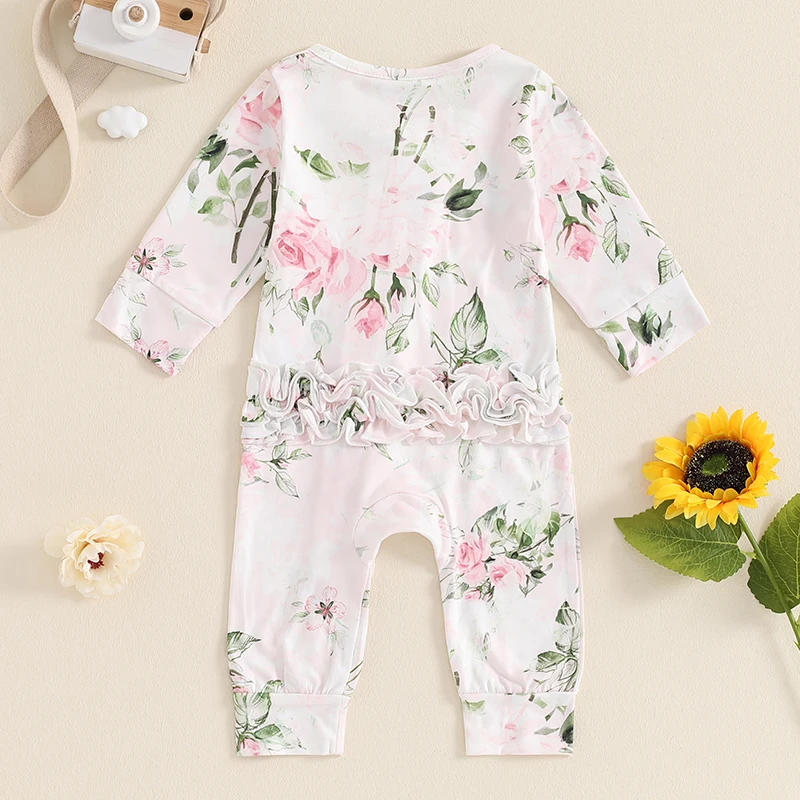 Pelele con estampado Floral para niñas, monos de manga larga con cremallera para recién nacidos, ropa bonita de otoño