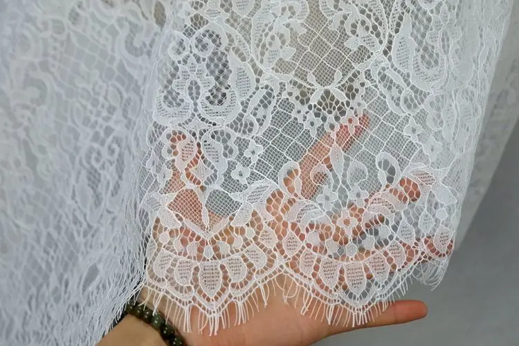 White and Black Eyelash Lace Fabric, Voile Trim, Embroidered, Wedding Manual Dress, DIY Ribbon, Exquisite Pattern, 3Yards/Roll