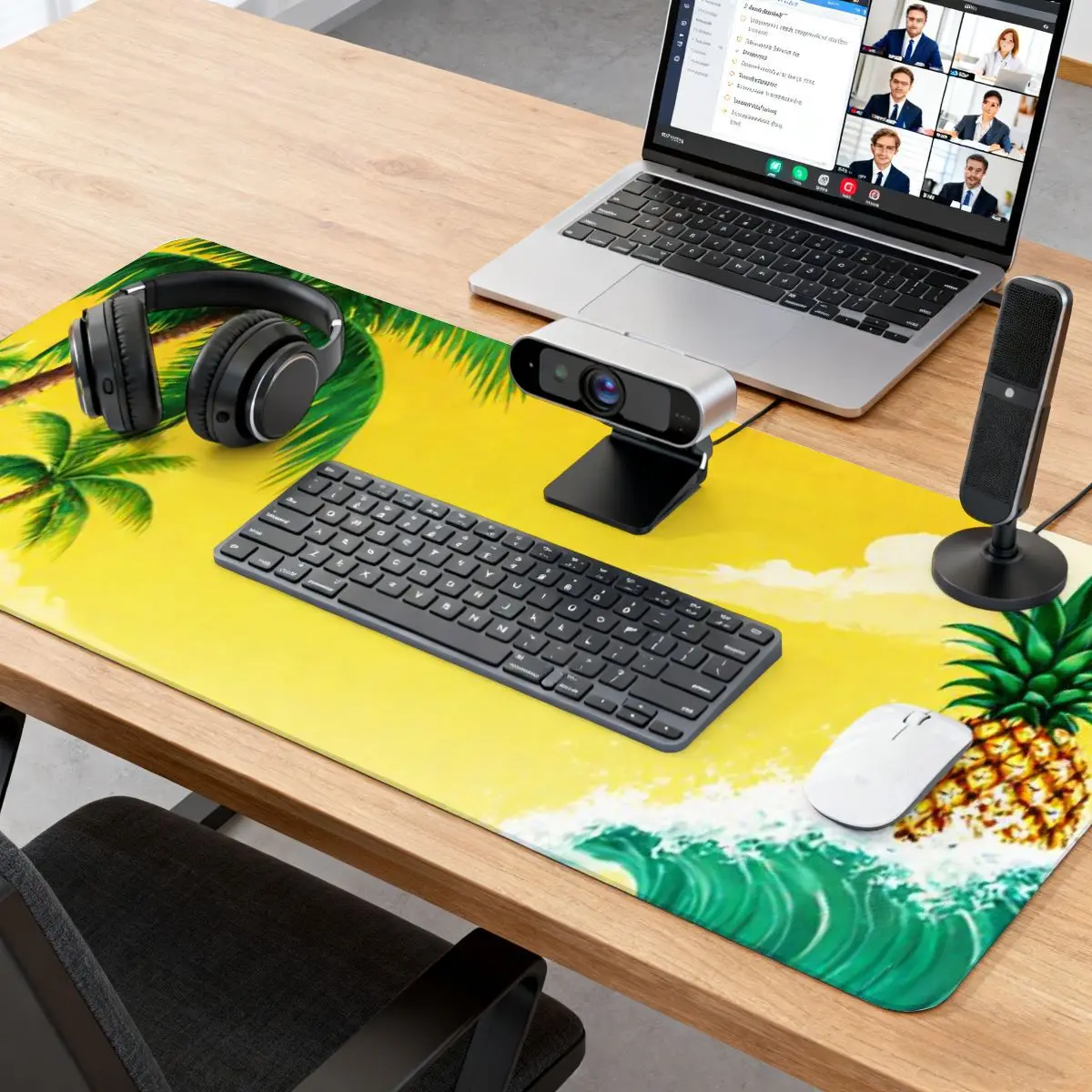 

Bright Yellow Tropical Palm & Pineapple Mouse Pad, 2D Print, Anti-Slip for Laptop Desks