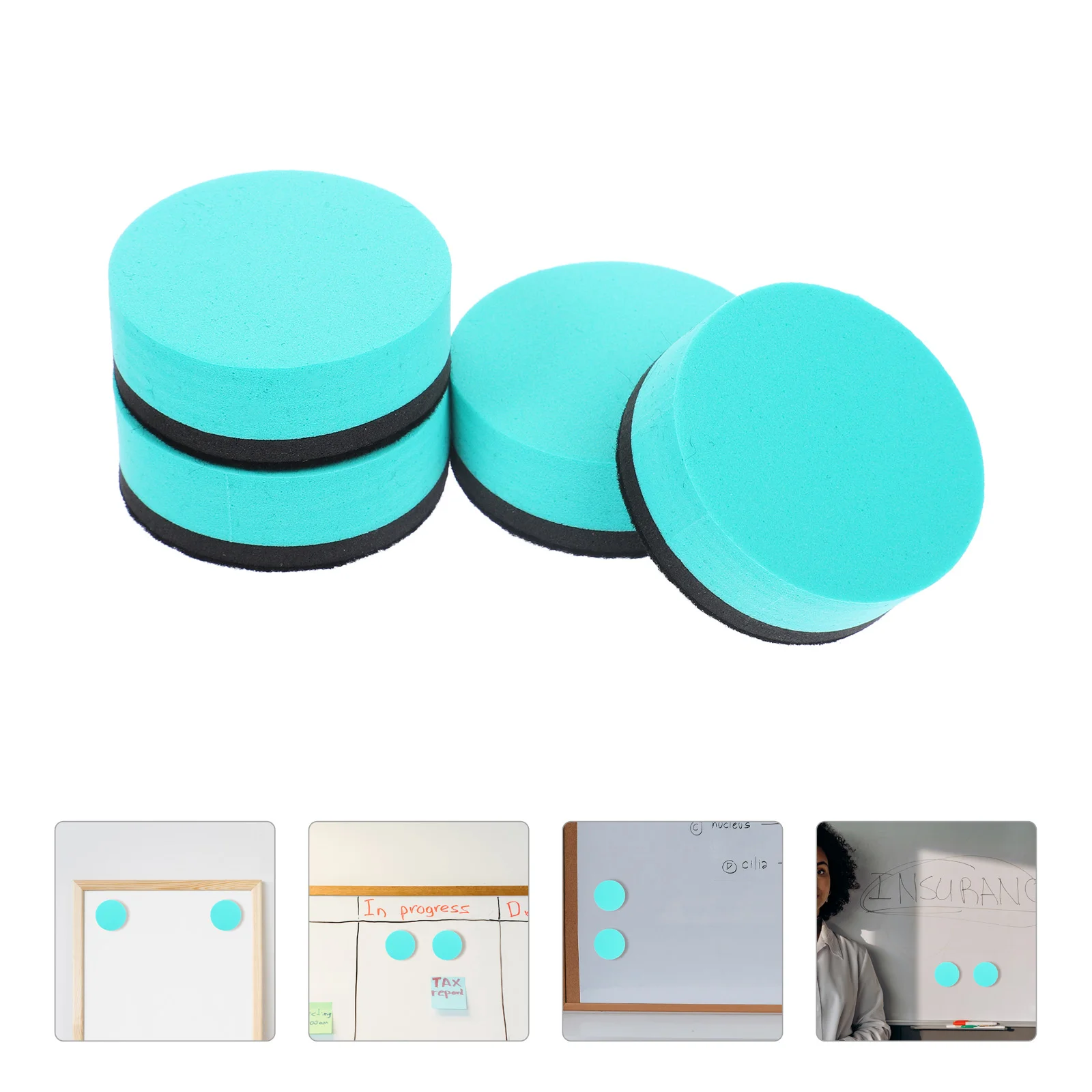 30 Pcs Portable Whiteboard Eraser Magnetic Eva Felt Cloth Color Round Small 1 Set/30pcs (green) Child Whiteboards Erasers Home