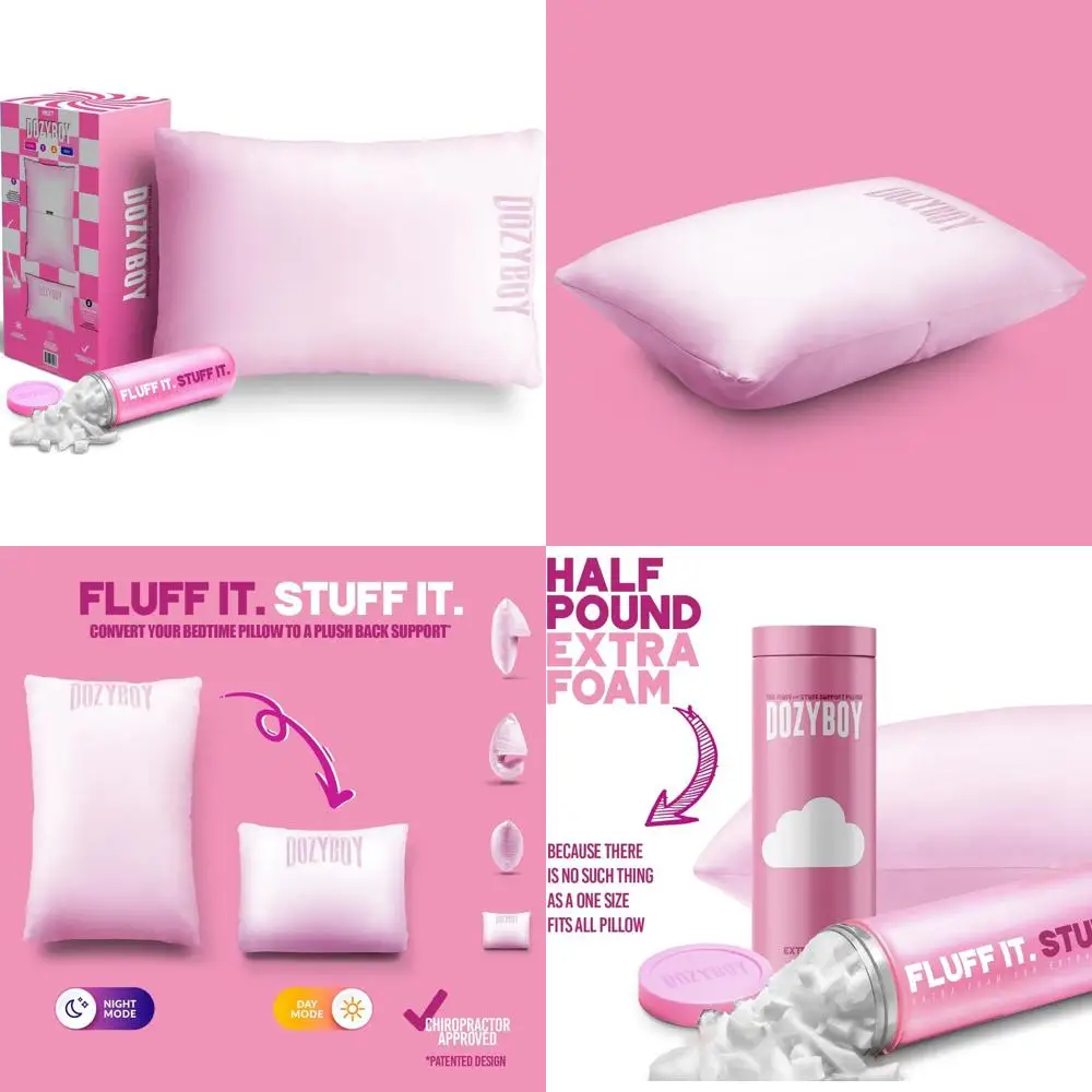 

Подушки из пены с эффектом памяти - размер Queen, 2-в-1: для поддержки спины и для сна, одобрено хиропрактиками, полностью регулируемые (1 шт.)