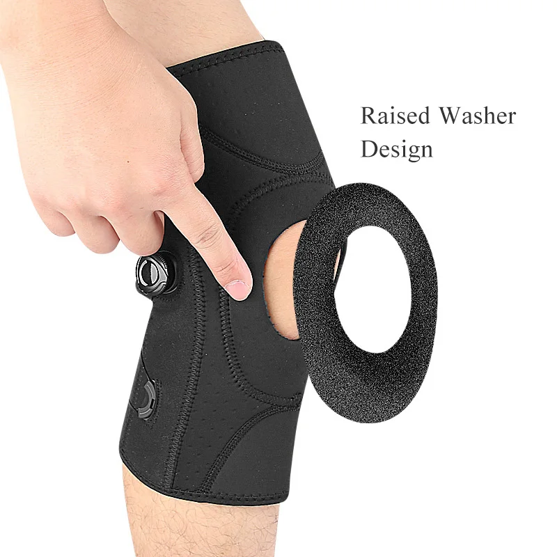Knee Protector For Sports and Mountain Climbing Manual Adjustable Button for Added Pressure with Springs Support for Meniscus