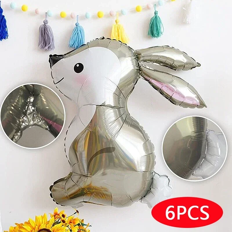 

New 6pcs East Bunny Rabbit Foil Balloon Forest Animals Helium Balloon Children Baby Bath Wedding Birthday Party Decorations