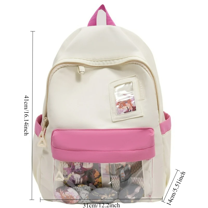 Минималистичный рюкзак большой вместимости. Модная однотонная универсальная нейлоновая сумка. Симпатичная свежая ниша и персонализированный рюкзак.