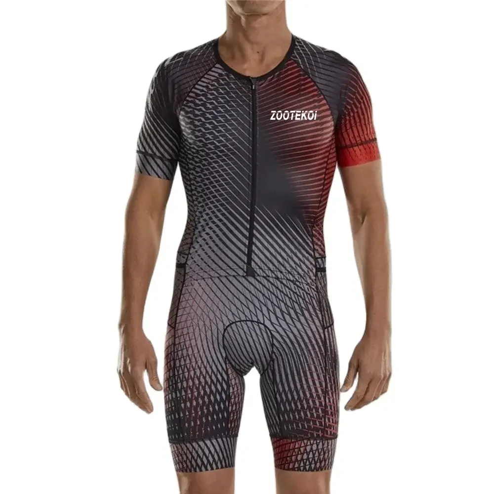 ZOOTEKOI Aero Grade Skinsuit Laser Cut Fabric Triathlo Cycling Short Sleeve Jersey Suit Clothing Jumpsuit Maillot Ropa Ciclismo