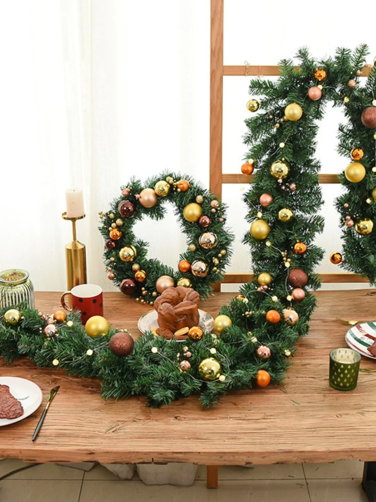 

Christmas Decorations 2.7m Rattan Wreath Rattan Ring Hotel Shopping Mall Bar Stairs Handrails Outdoor Decoration