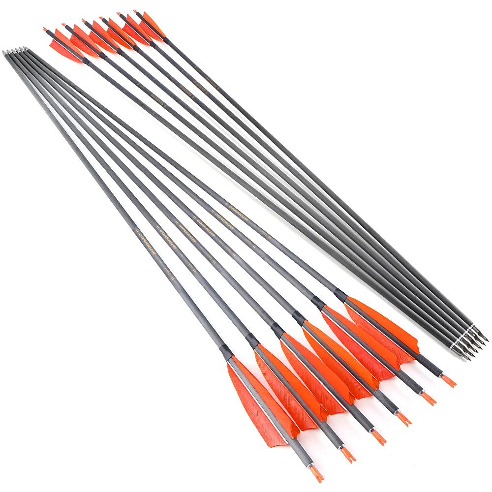 6/12 Uds 35 pulgadas columna vertebral 400 tiro con arco flechas de carbono ID 6,2mm eje S Pin Nock arco compuesto recurvo tiro caza flechas de carbono