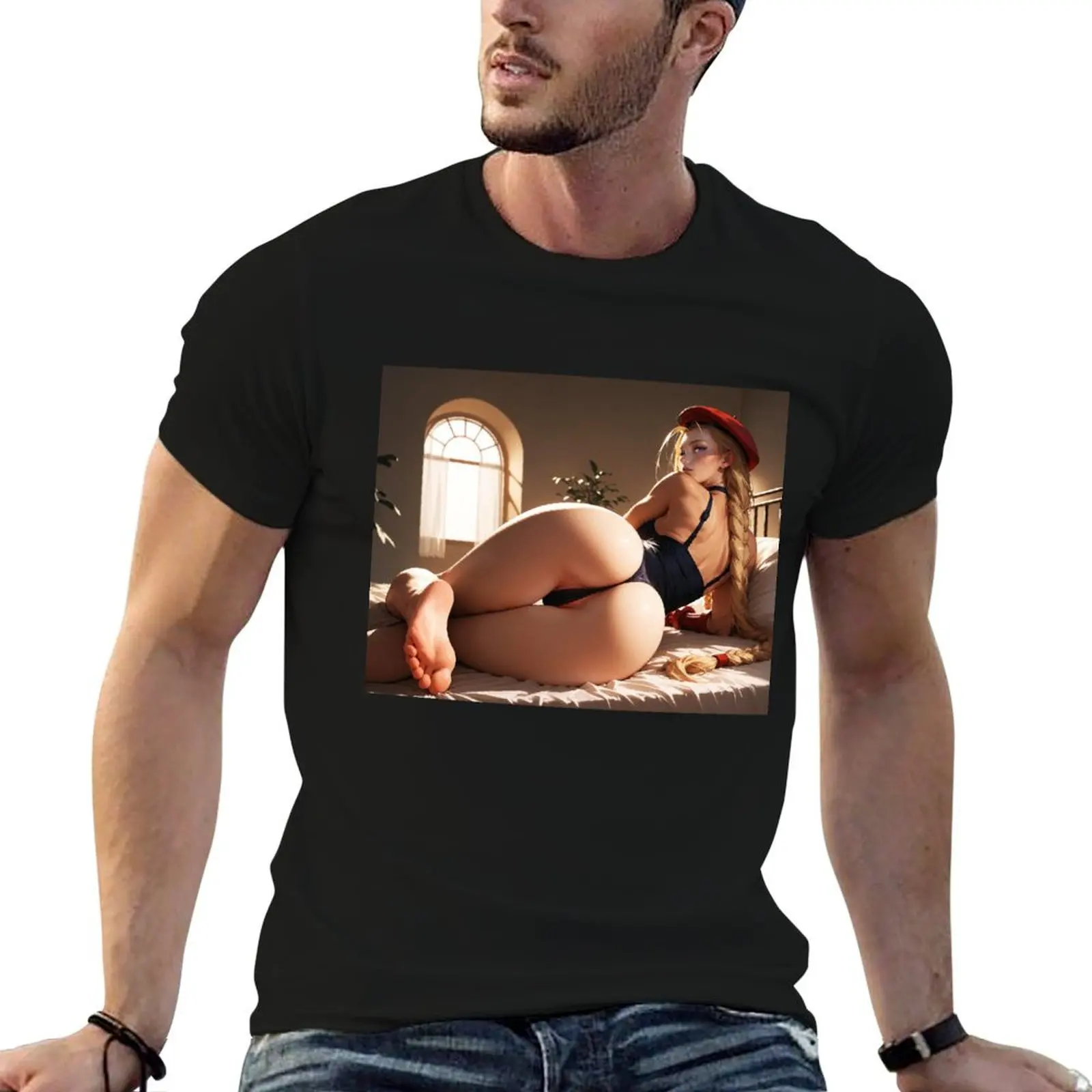 

Street Fighter Cammy on Bed T-Shirt t shirts for man pack cotton black cotton t-shirt plain for man package T-Shirt