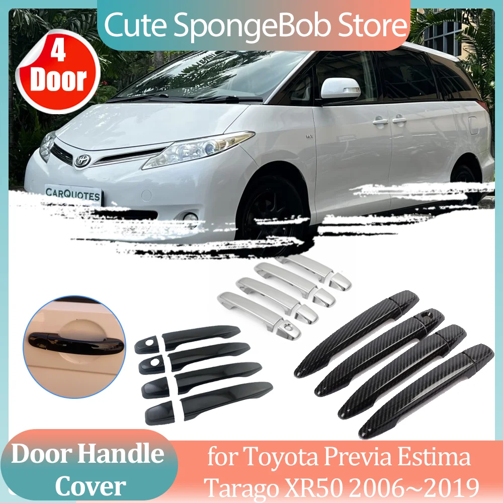 

Автомобильная ручка для Toyota Previa Estima Tarago XR50 2006 ~ 2019, черная наклейка на дверь из углеродного волокна, декоративная полоса, аксессуары