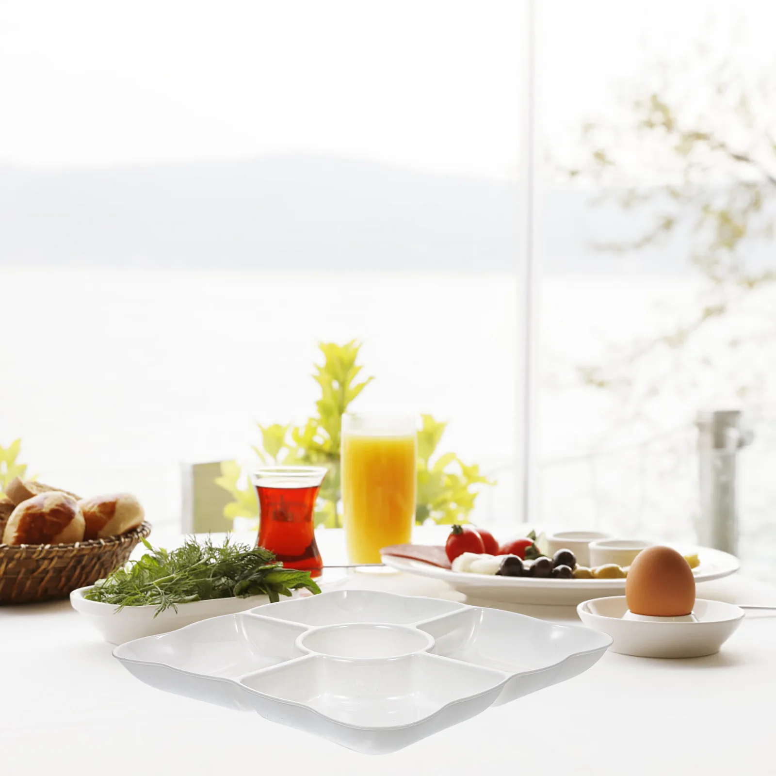 

2pcs Four Leaf Fruit Plate Divided Snack Tray Large Capacity Food Storage Dry Fruit Dessert Kitchen Party Picnic Camping Wedding