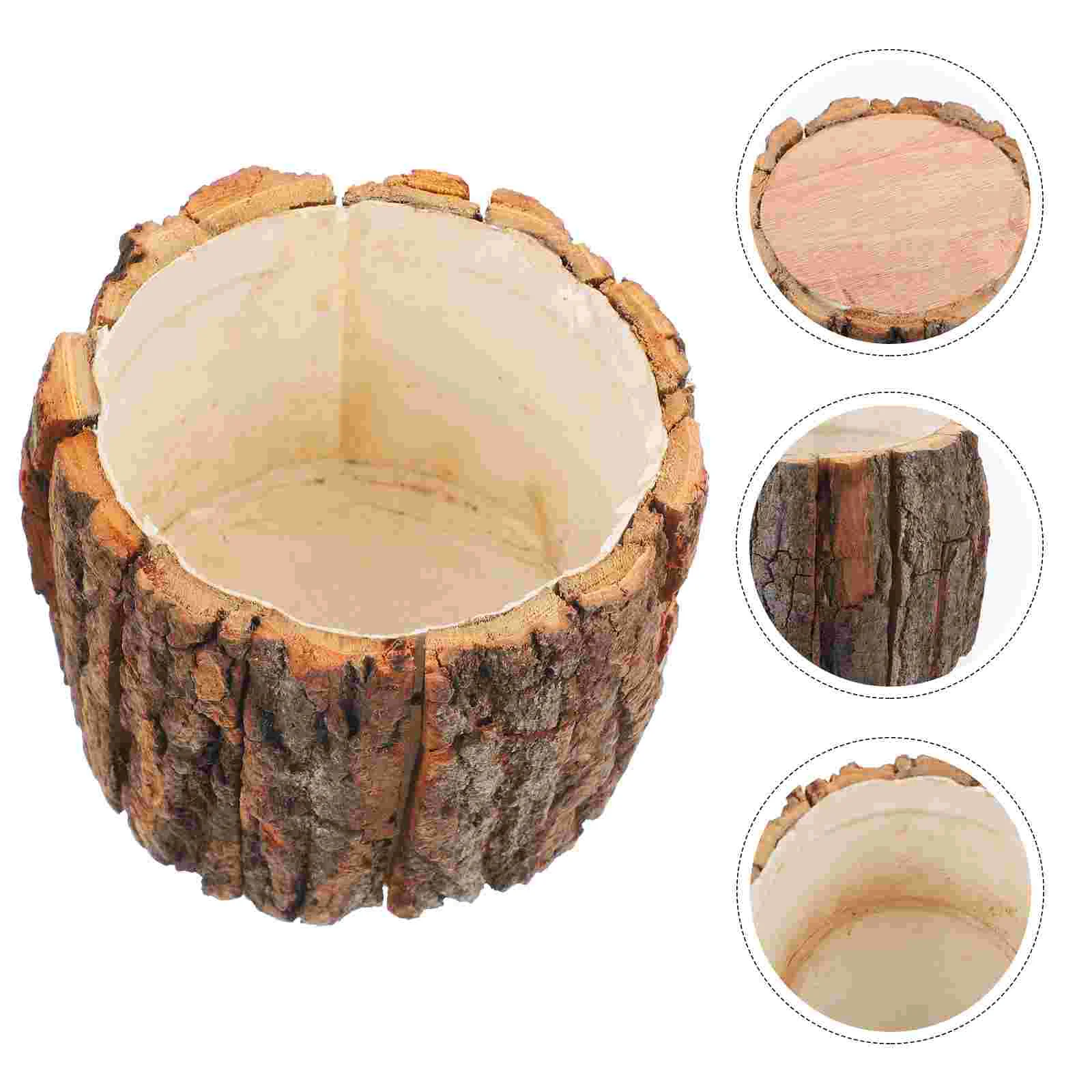 Plantenbakken Waterdicht Bloemenemmer Terrarium Natuurlijk Hout Rond Home Decor Houten Miss
