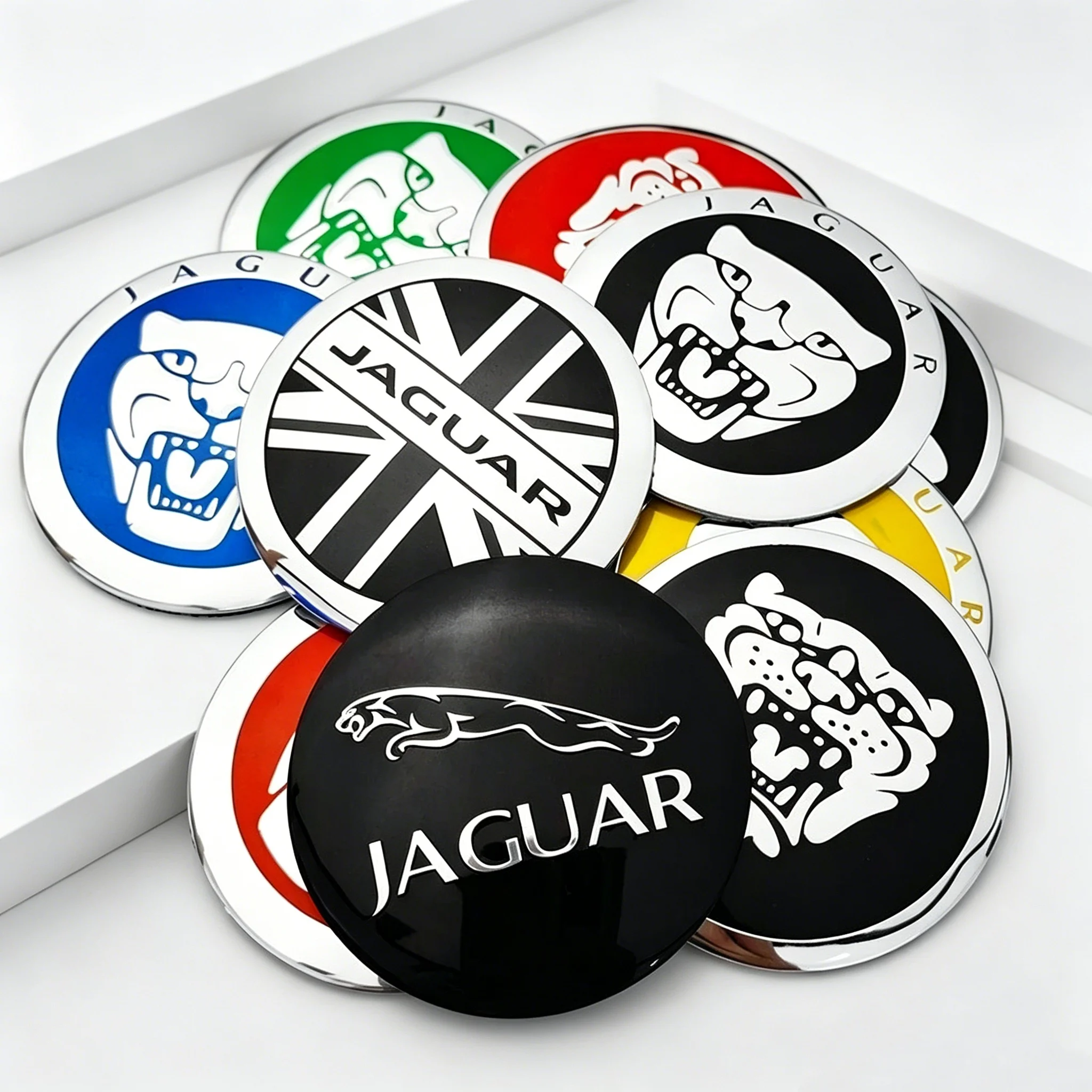 4 unidades de tapas de buje de rueda de 56 mm con logo de coche, accesorios de estilo para Jaguar X-TYPE S-TYPE XE XJ XK XJL XFR F-Type