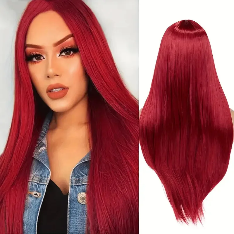 

European and American Fashion Wig African Hot-Selling Front Lace Middle Part Straight Wig Full Head Set