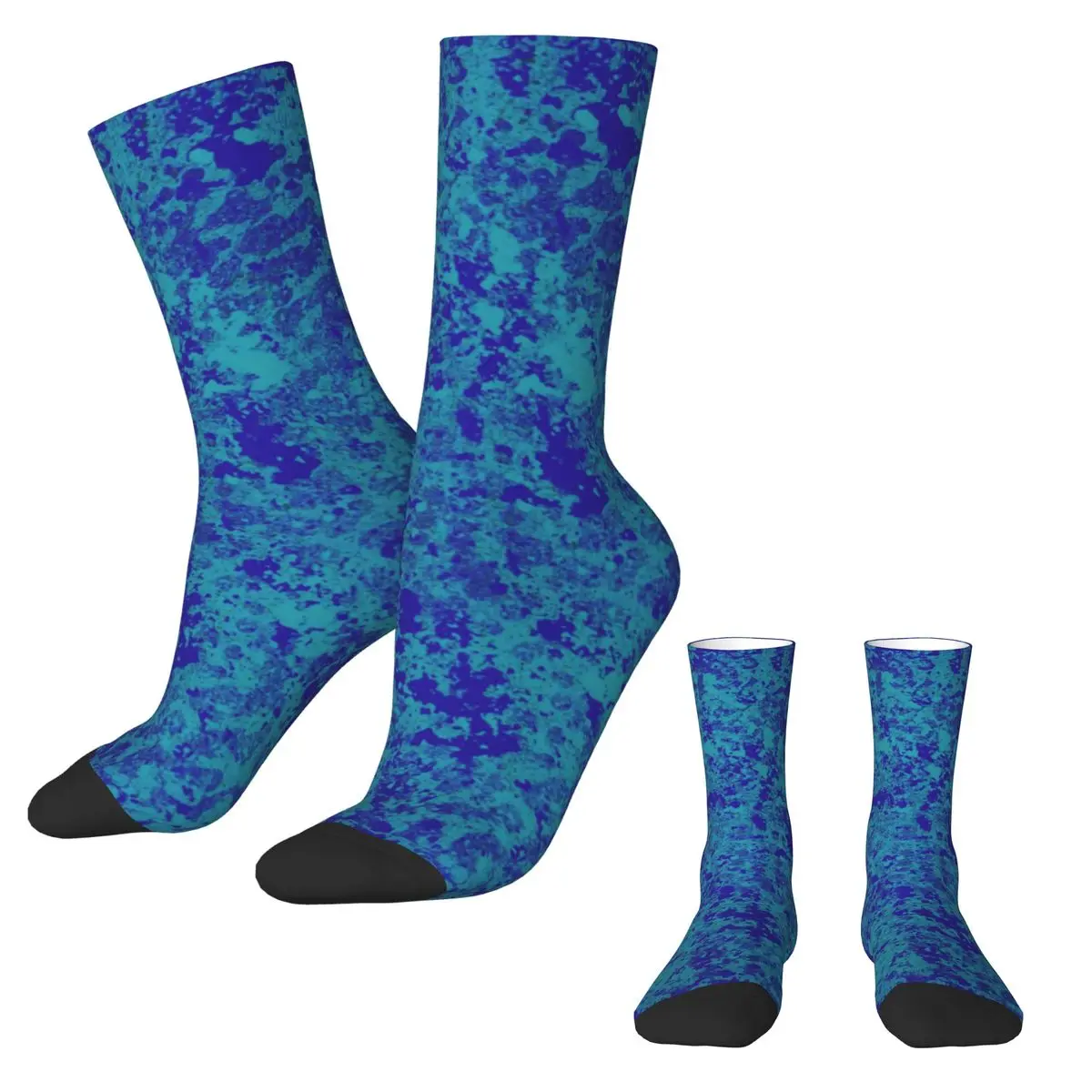 Splash Liquid Socks Blue Tie Dye Korean Stockings Autumn Non Slip Women Men Socks Comfortable Graphic Outdoor Sports Socks