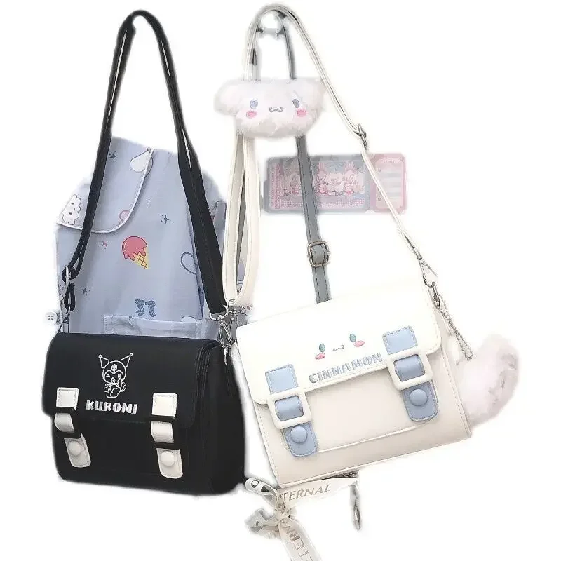 Hello Kitty modne torebki Kuromi torby Crossbody dla kobiet Sanrio torebka dziewczęca Cinnamoroll śliczna boczna torba na ramię etui na klucze